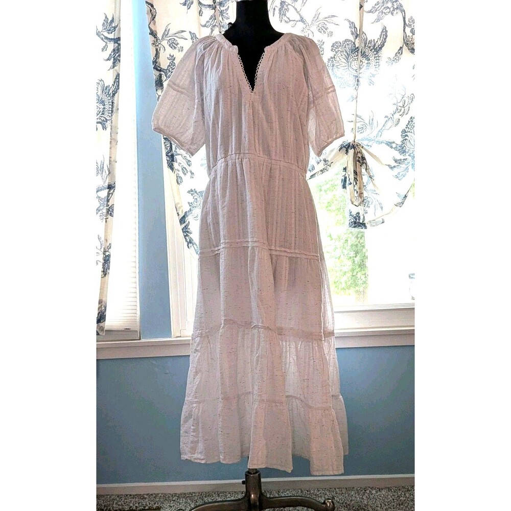 Betsey Johnson Spectator Tiered Midi Dress XL White Prairie Cottagecore Confetti
